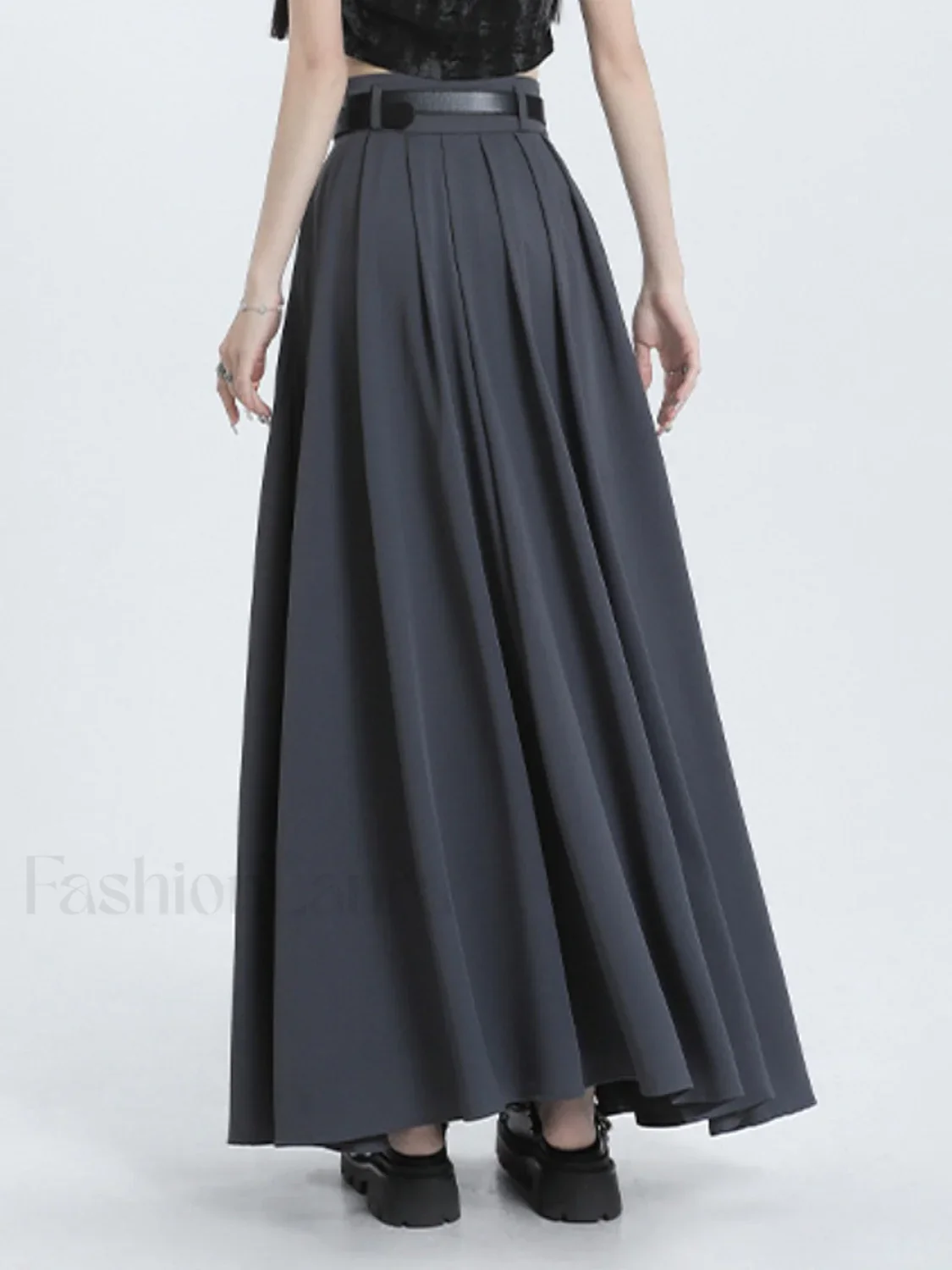 Modern Academia Graceful Pleat Maxi Skirt - Image 2