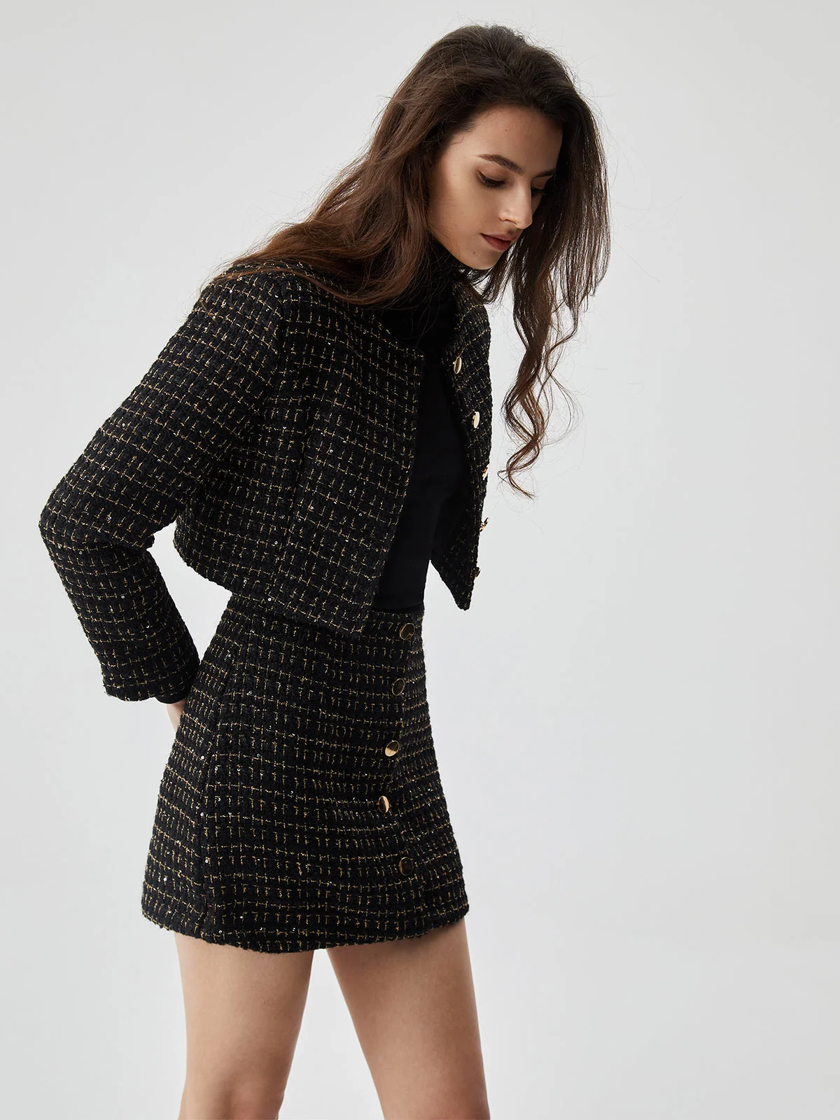 Sequined Button Graceful Short Blazer - Image 11
