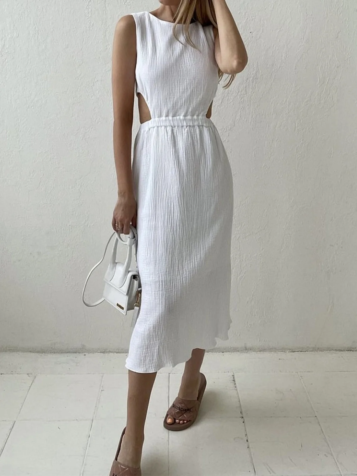 Cotton Holiday Cut Trendy Out Long Dress - Image 3