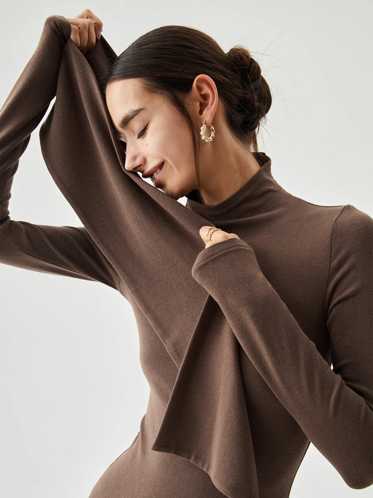 Bodycon High Neck Ribbed Knit Classic Long Dress with Matching Scarf - Image 11