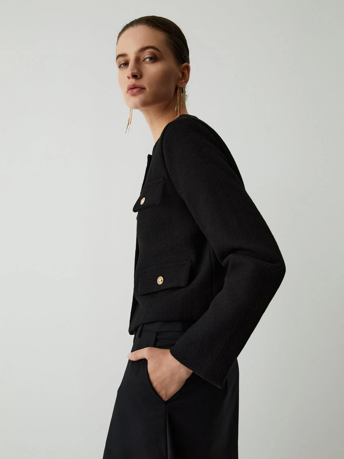 Vintage Button Graceful Tweed Blazer - Image 3