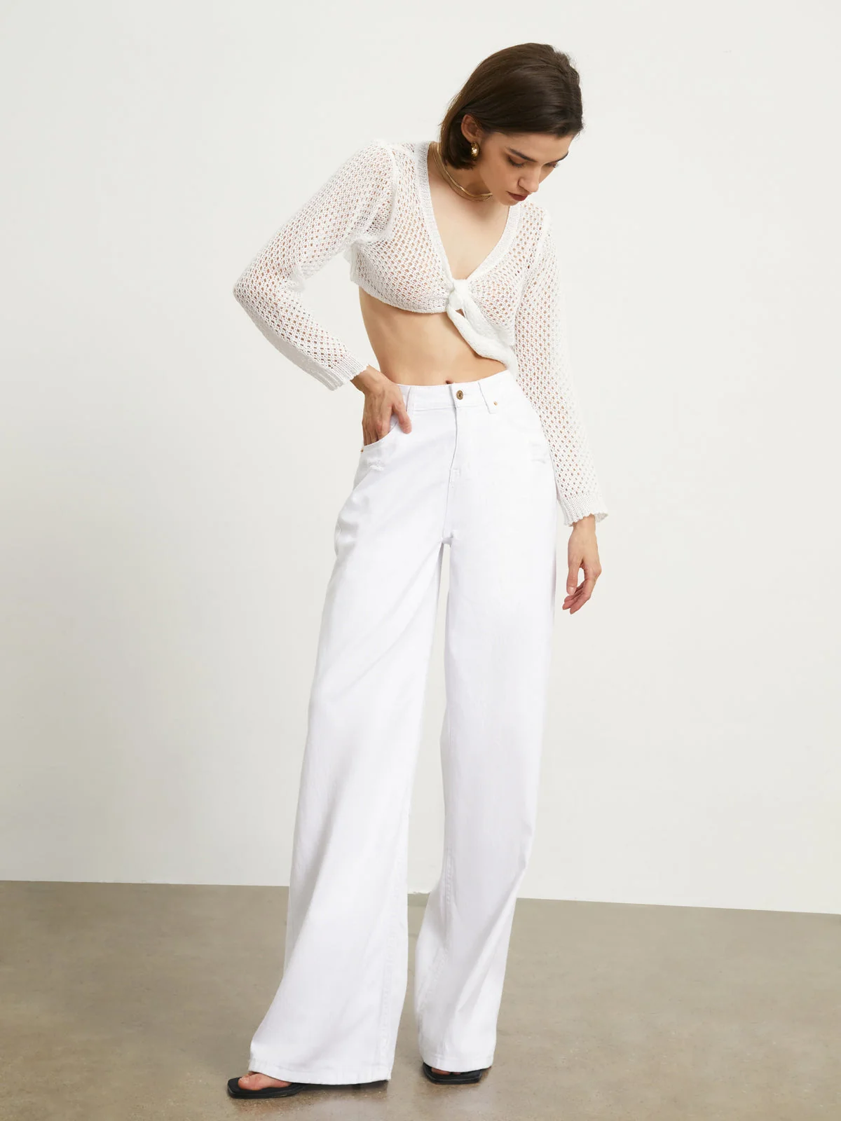 Tied Charming Pointelle Cardigan - Image 13