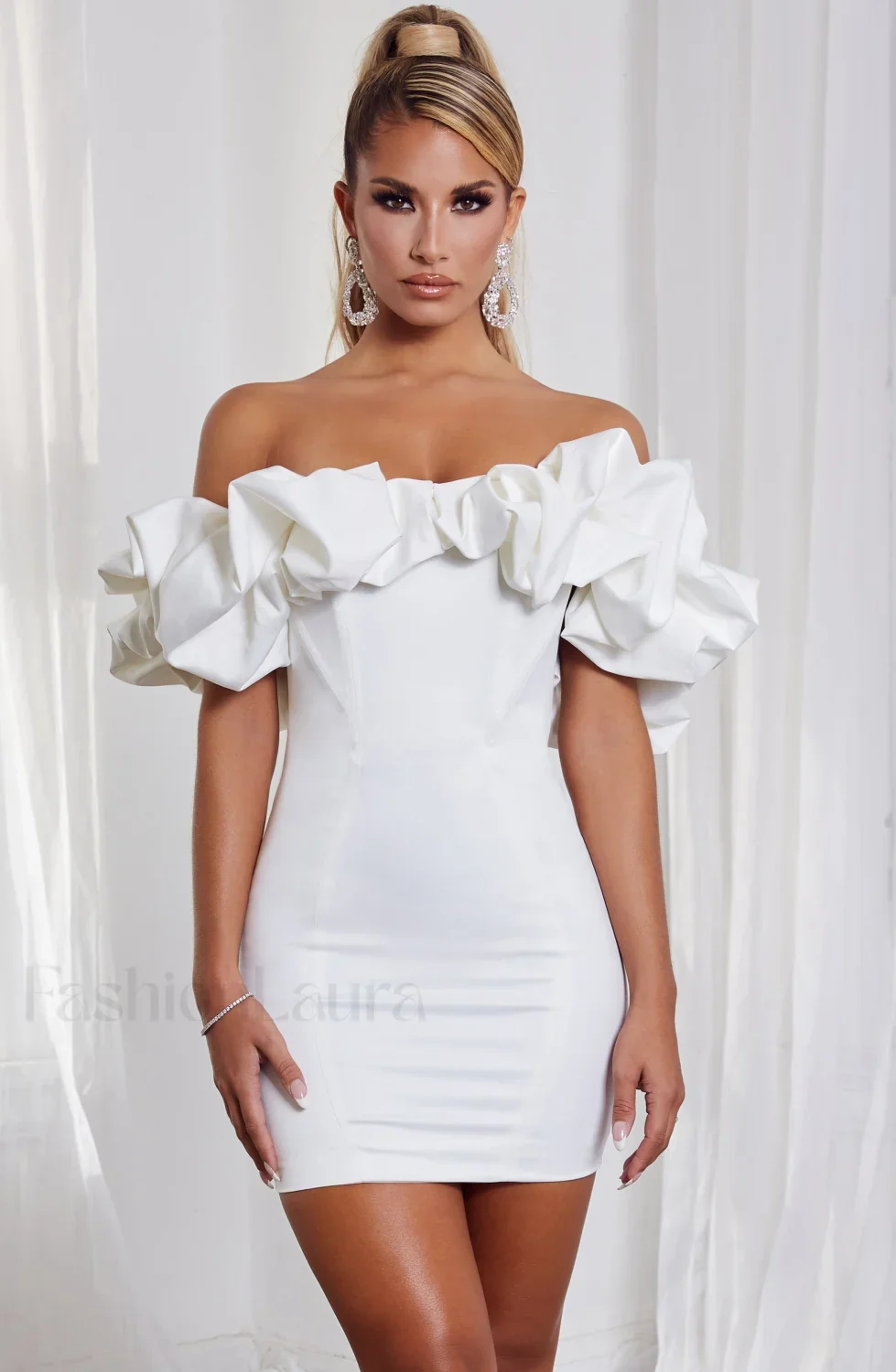 Allie Mini Graceful Dress - White - Image 7