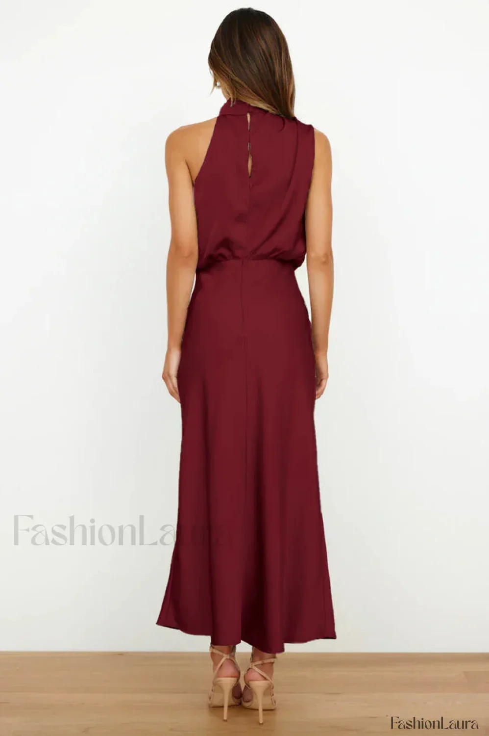 Halter Sleeveless Stylish Satin Bridesmaid Dress - Image 60