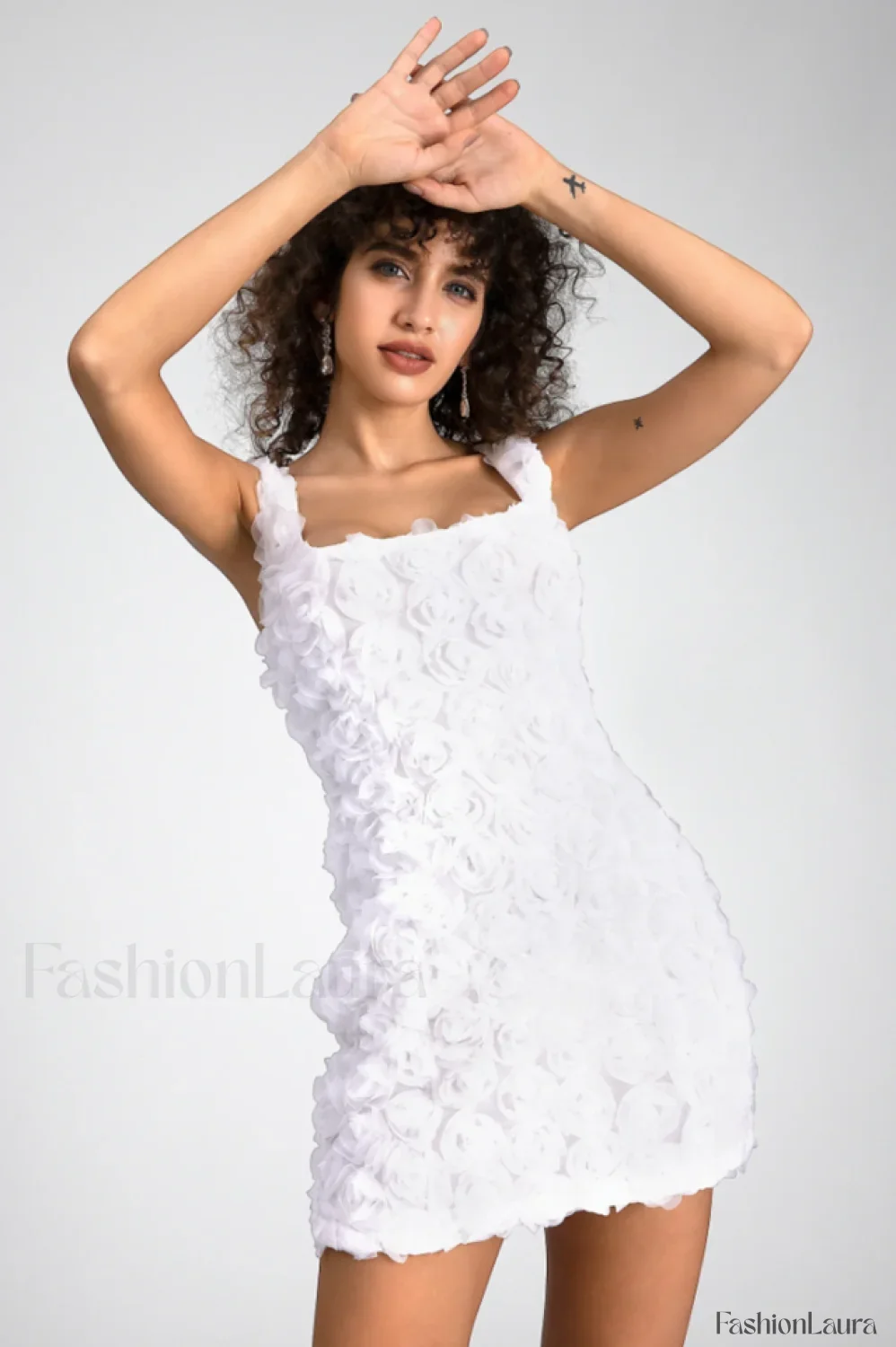 Fryni 3D Stylish Floral Mini Dress - Image 28