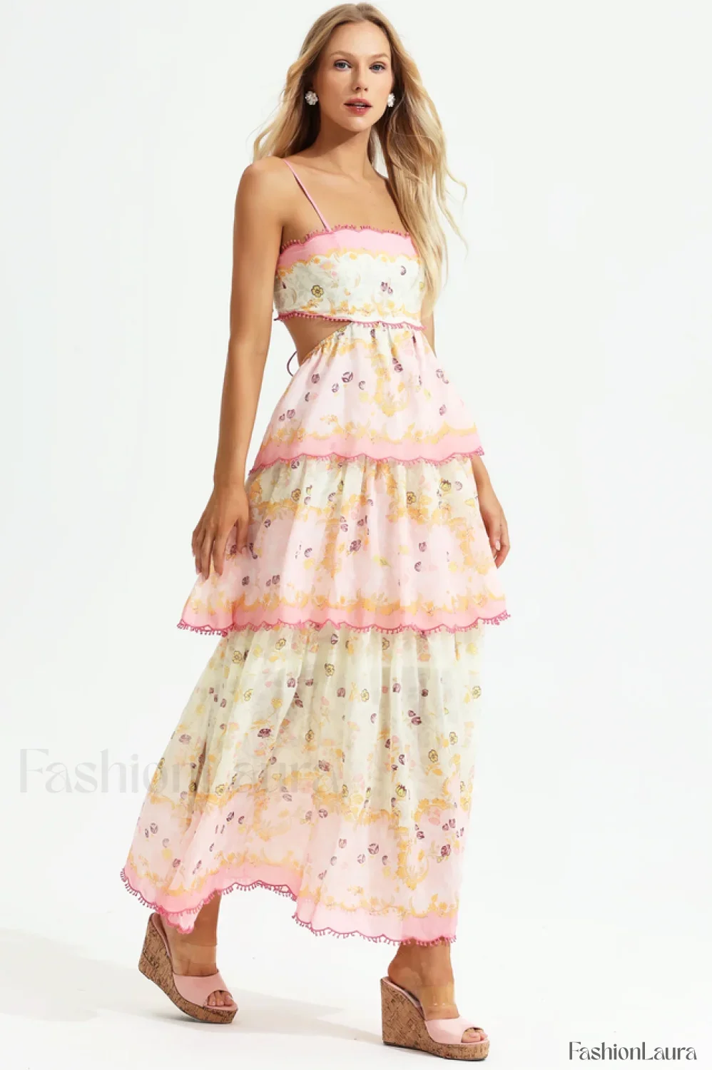 Floral Cami Tiered Charming Ruffle Hem Dress - Image 19