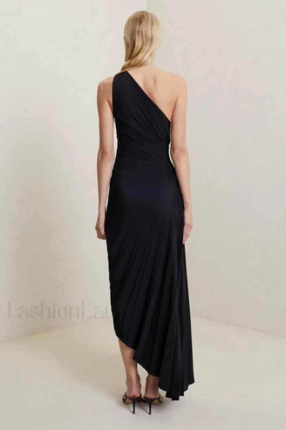Catalina One Shoulder Charming Pleated Satin Maxi Dress - Image 29