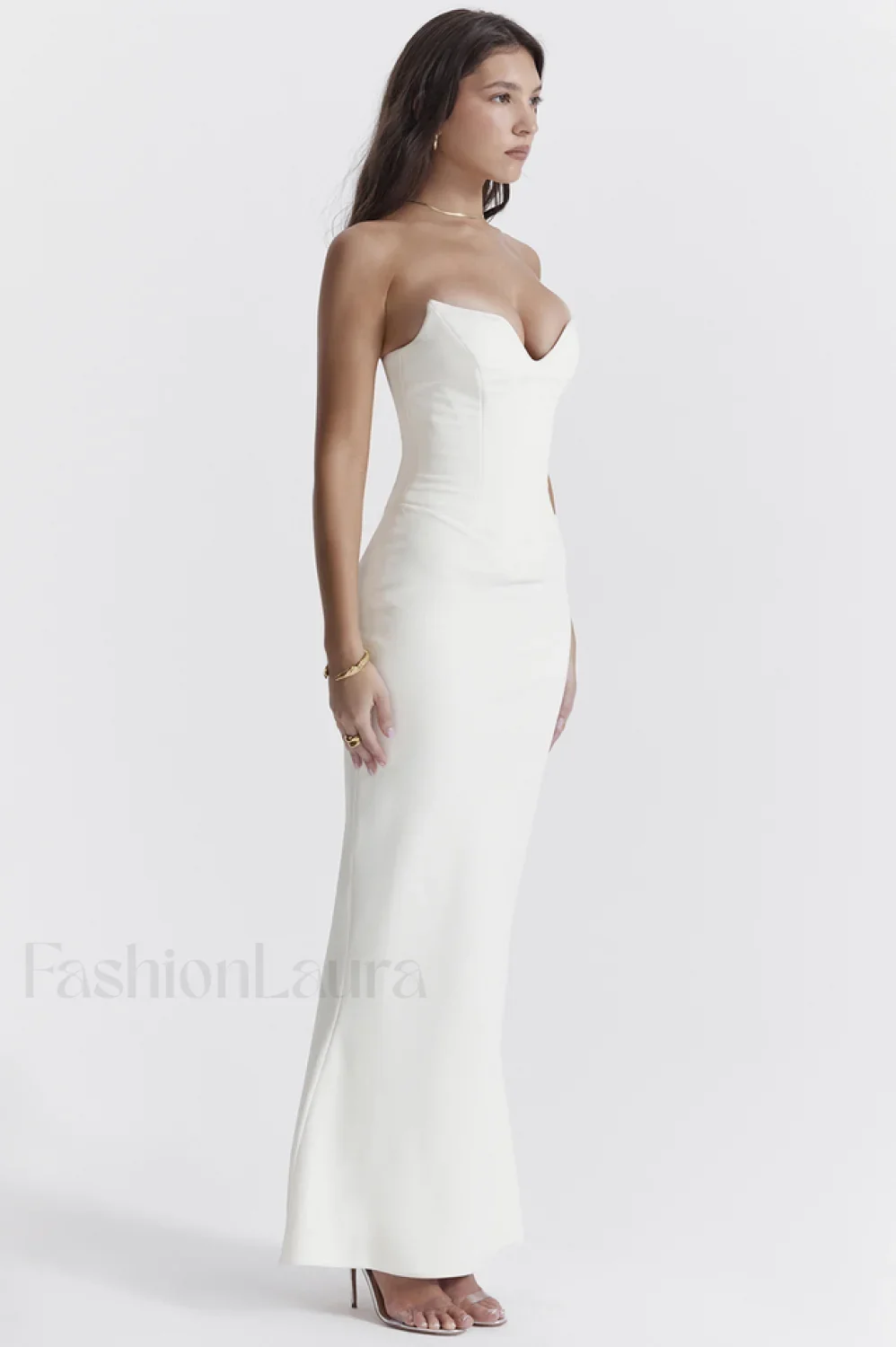 Tamara Ivory Stylish Strapless Corset Dress - Image 4