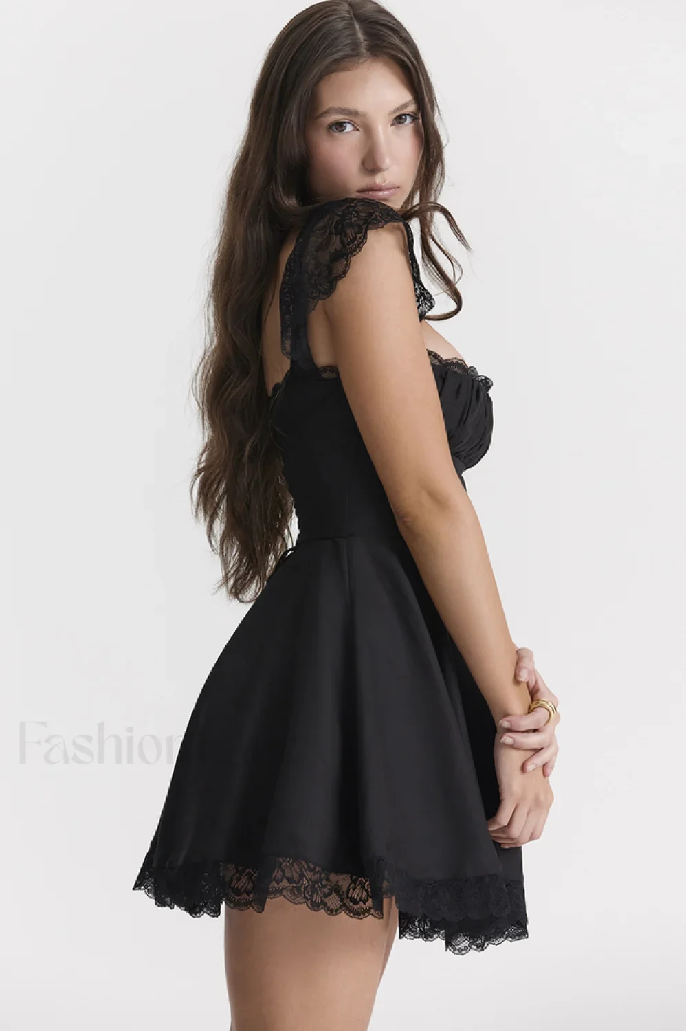 Kaia Black Stylish A-Line Mini Dress - Image 25