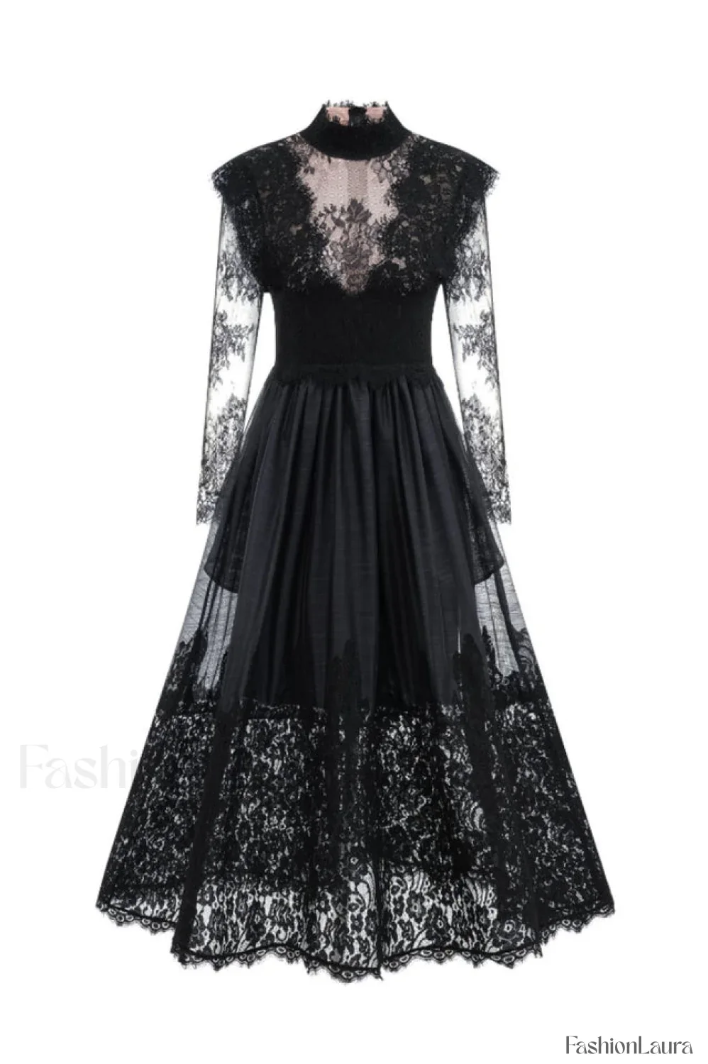 Jamie Black Floral Charming Lace Stitching Dress - Image 26