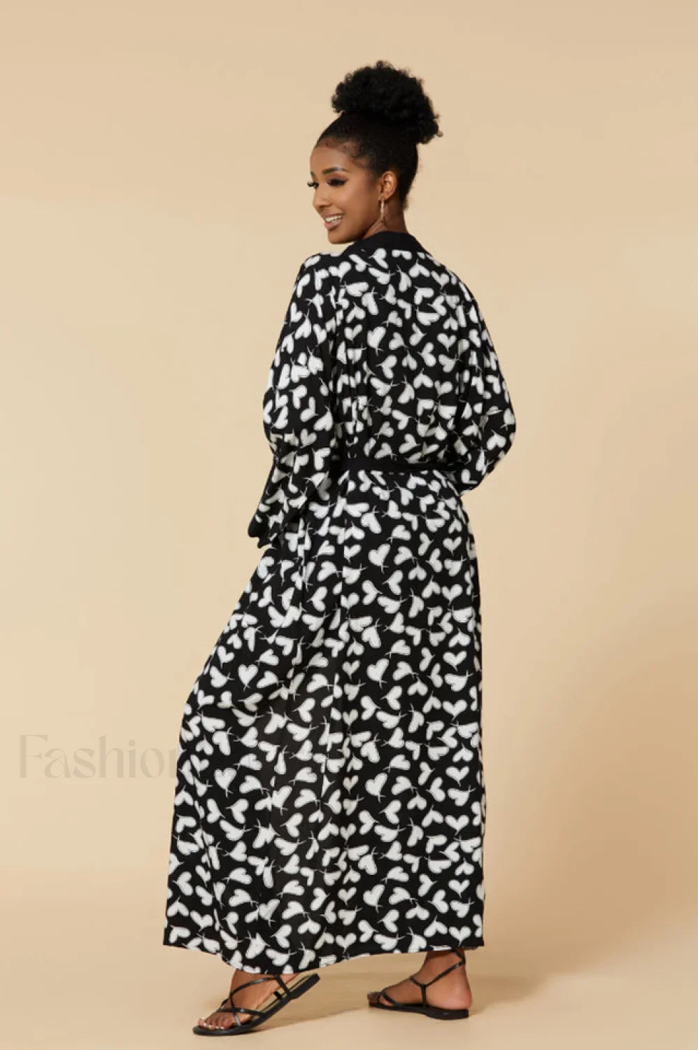 Print Belted Stylish Kimono Dress - Image 41