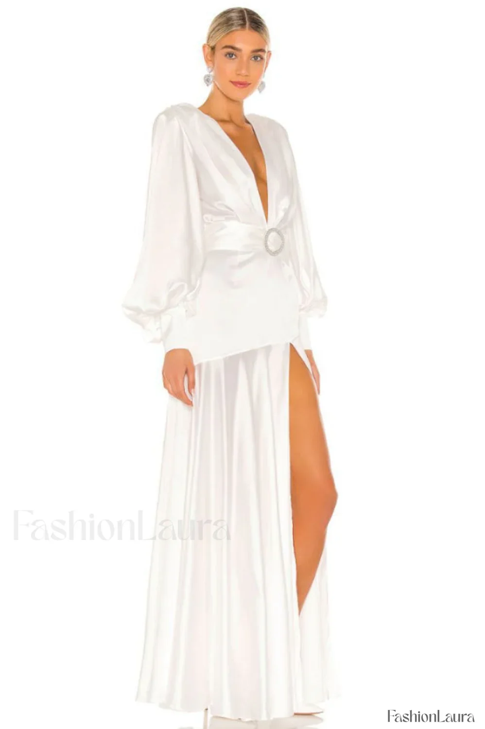 Michele Satin Stylish Formal Maxi Dress - Image 33