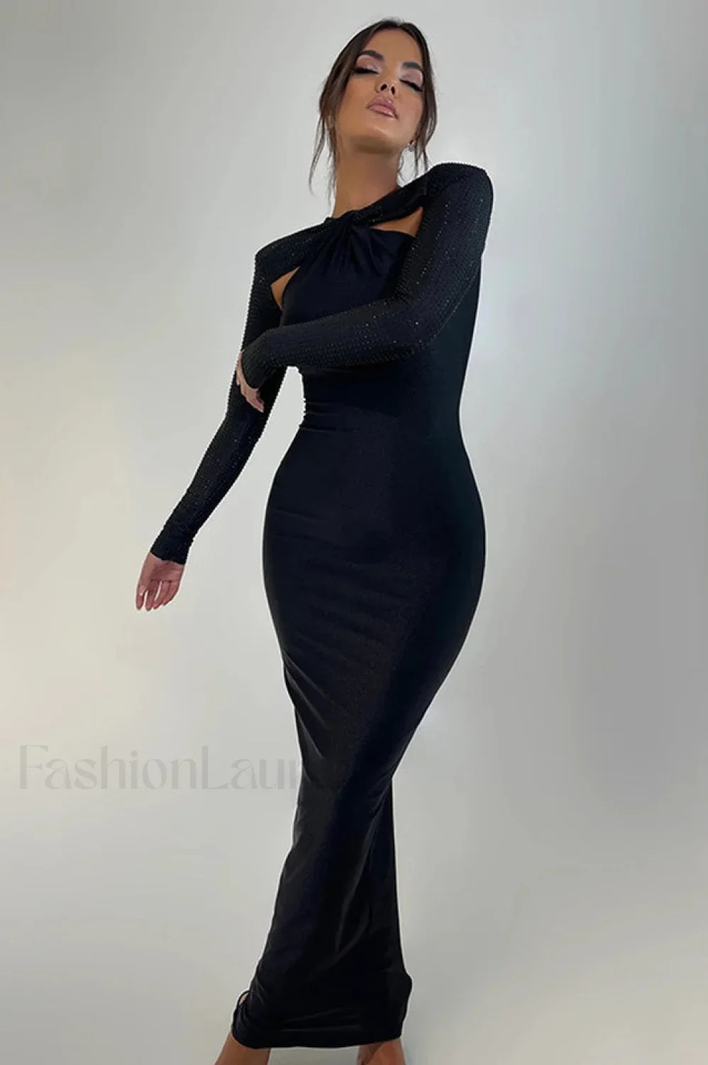 Megan Long Stylish Sleeve Patchwork Dress - Image 11