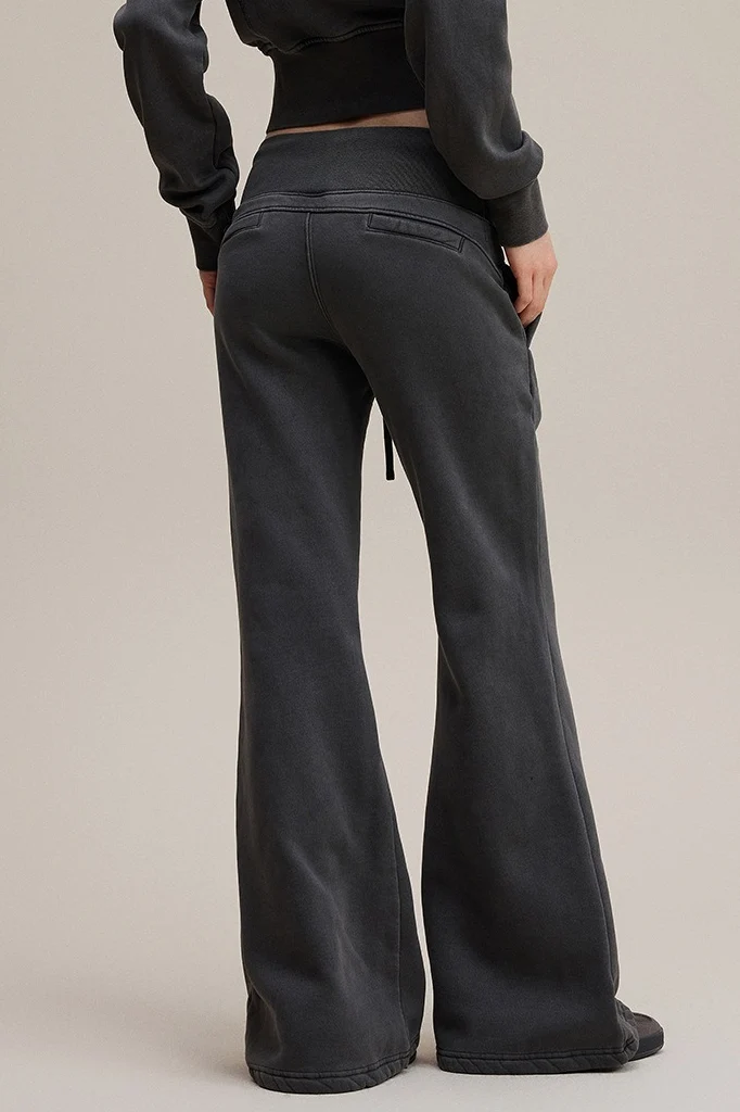 Fleece Lined Bodycon Flared Knit Pants - Image 3