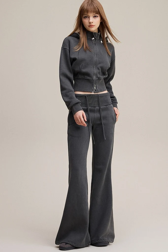 Fleece Lined Bodycon Flared Knit Pants - Image 5