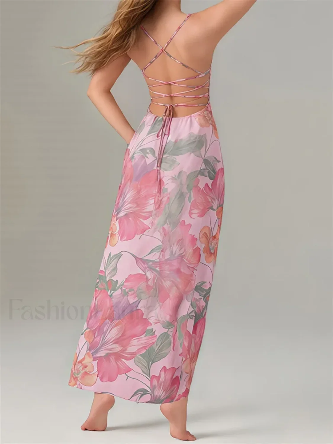 Floral Criss-Cross Strap Maxi Dress - Image 2