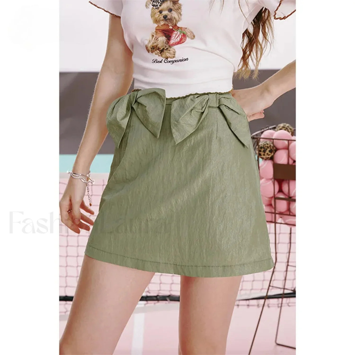 Green Bow Workwear A-Line Skirt - Image 9