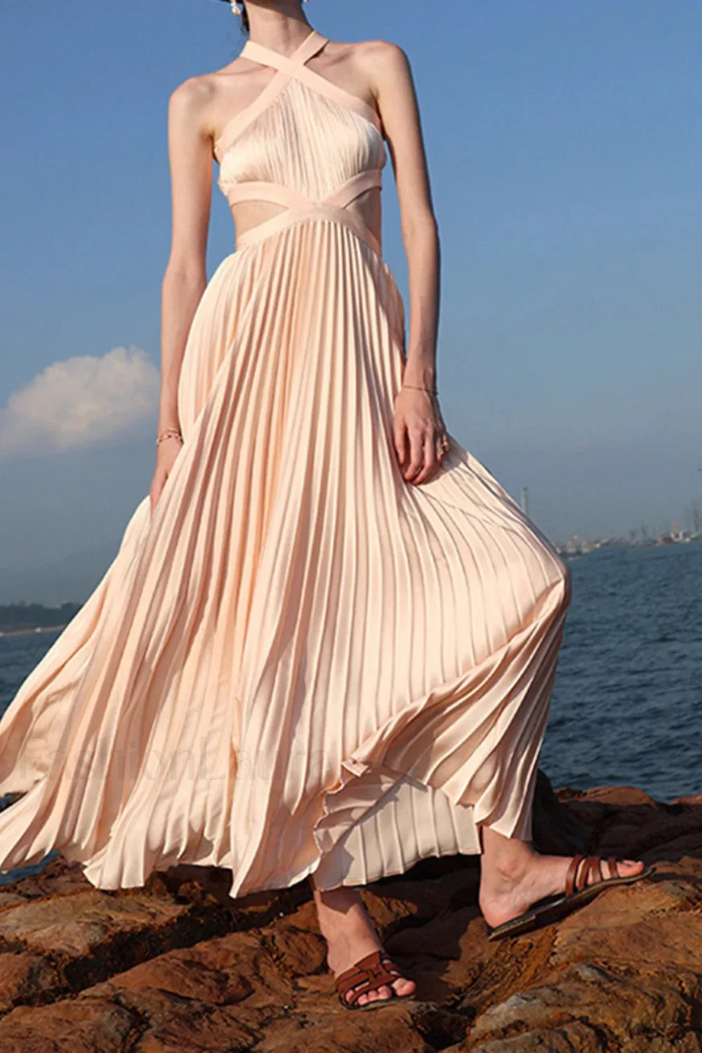 Halter Pink Vacation Maxi Dress - Image 8