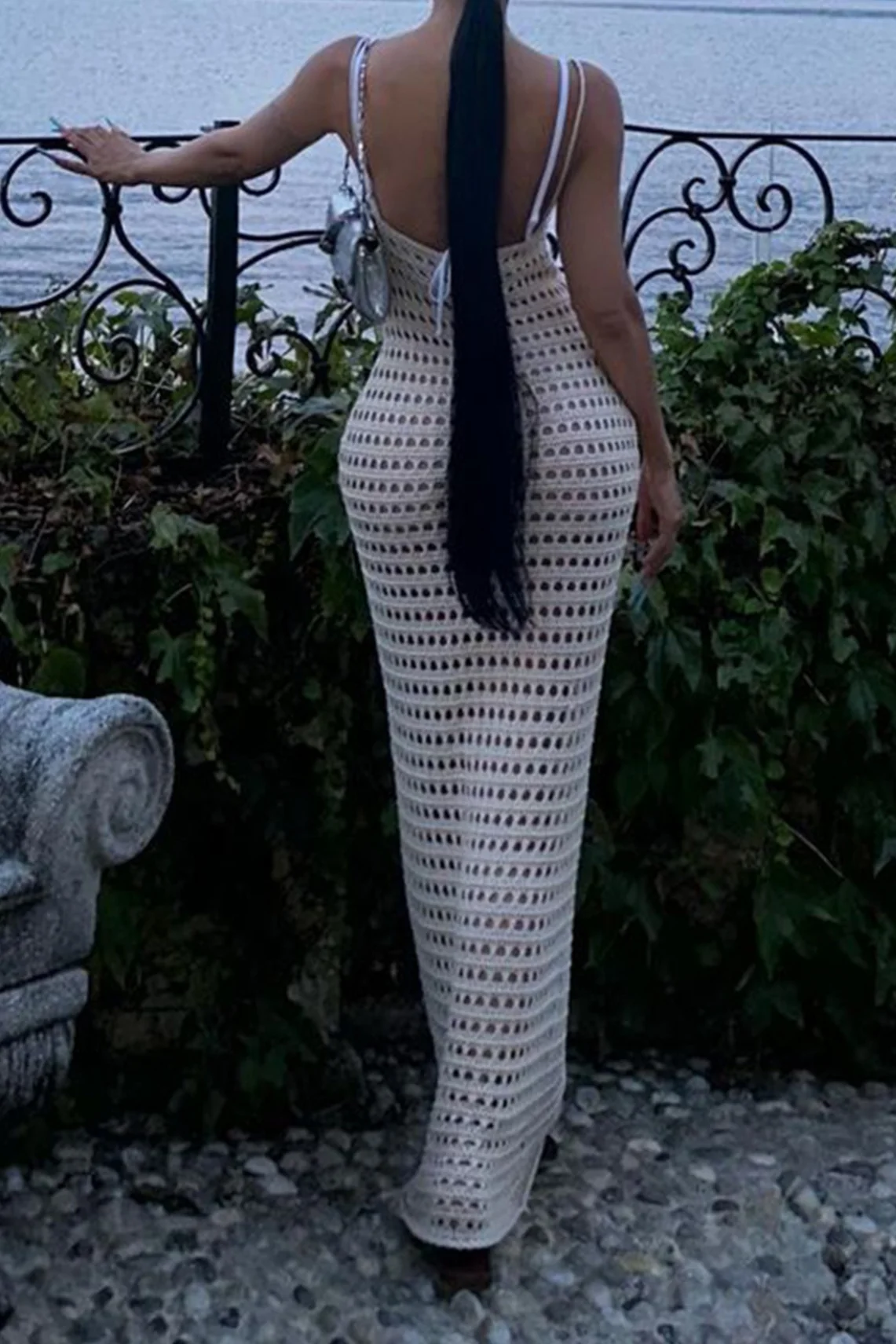 Hollow Out Knit Loose Dress Swim Cover Up - Image 5