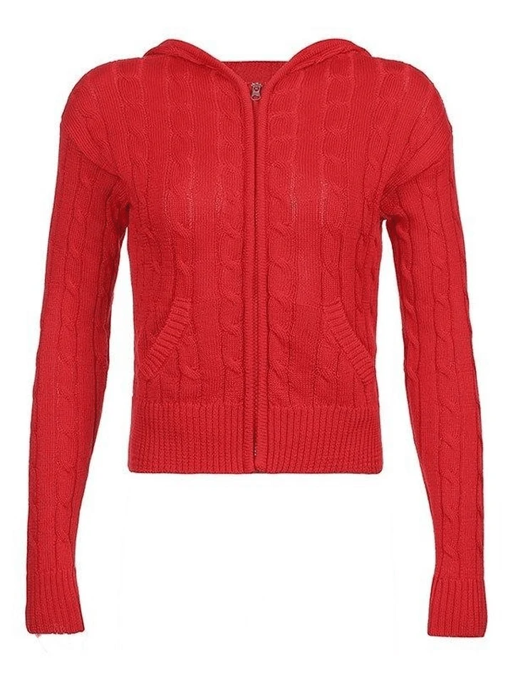 Hooded Cable Knit Cardigan - Image 13