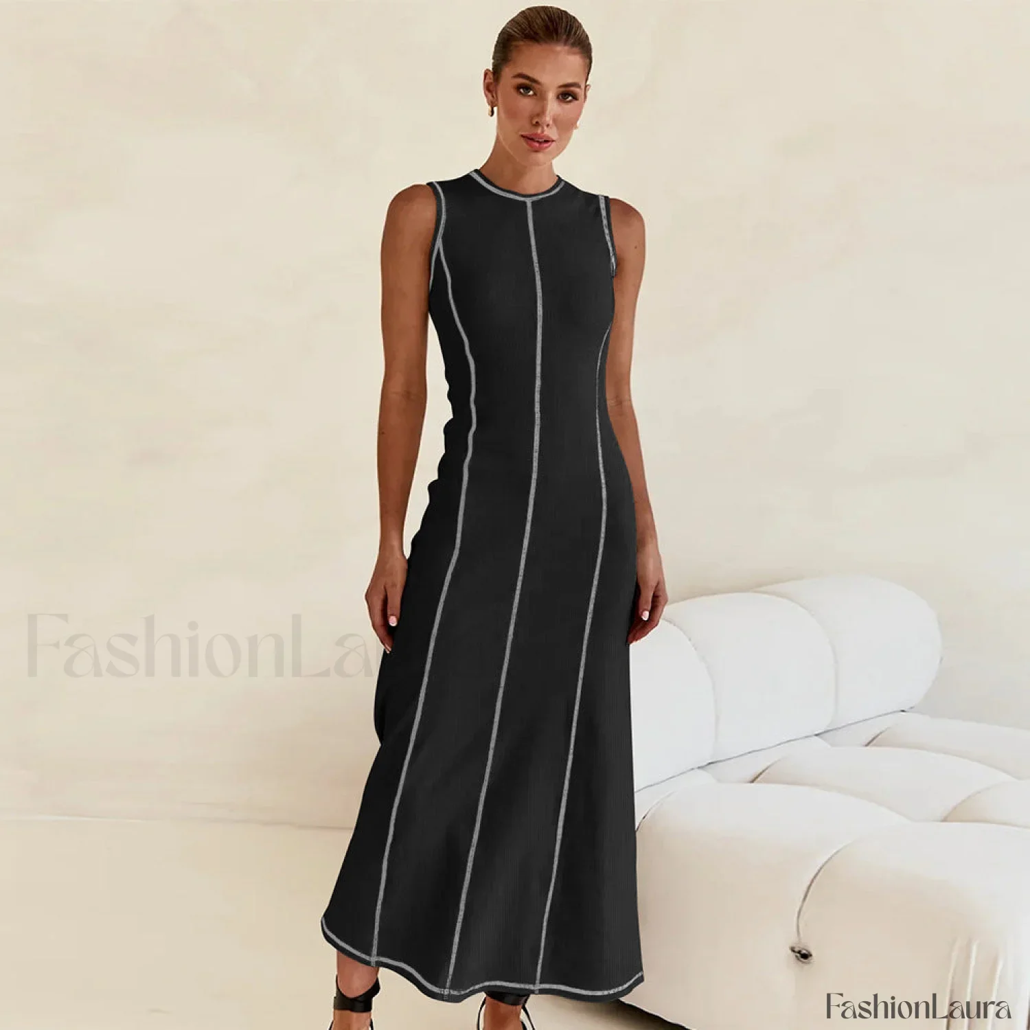 Knit Sleeveless A-Line Retro Work Dress - Image 26