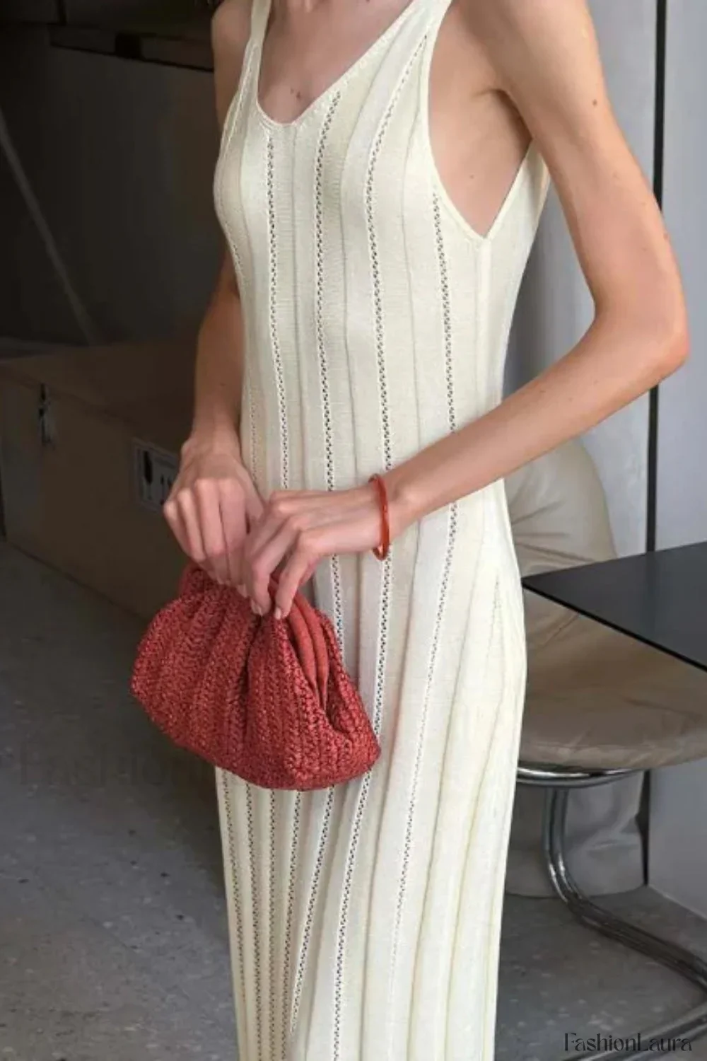 Knitted V-Neck Sleeveless Halter Maxi Dress - Image 31