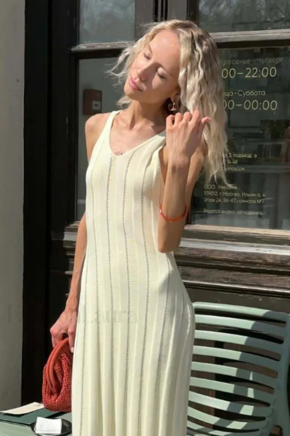 Knitted V-Neck Sleeveless Halter Maxi Dress - Image 5