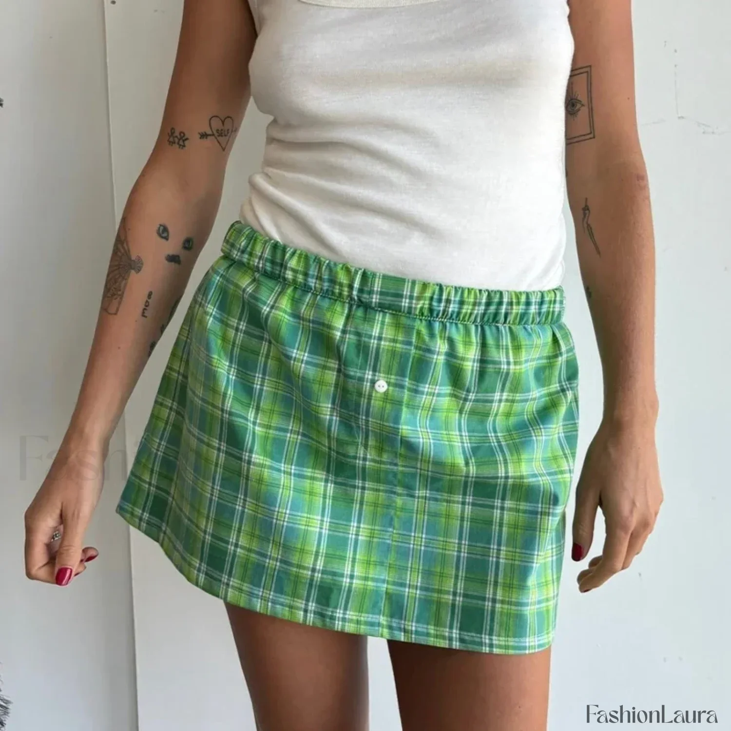 Korean Plaid Boxer Mini Skirt - Image 21