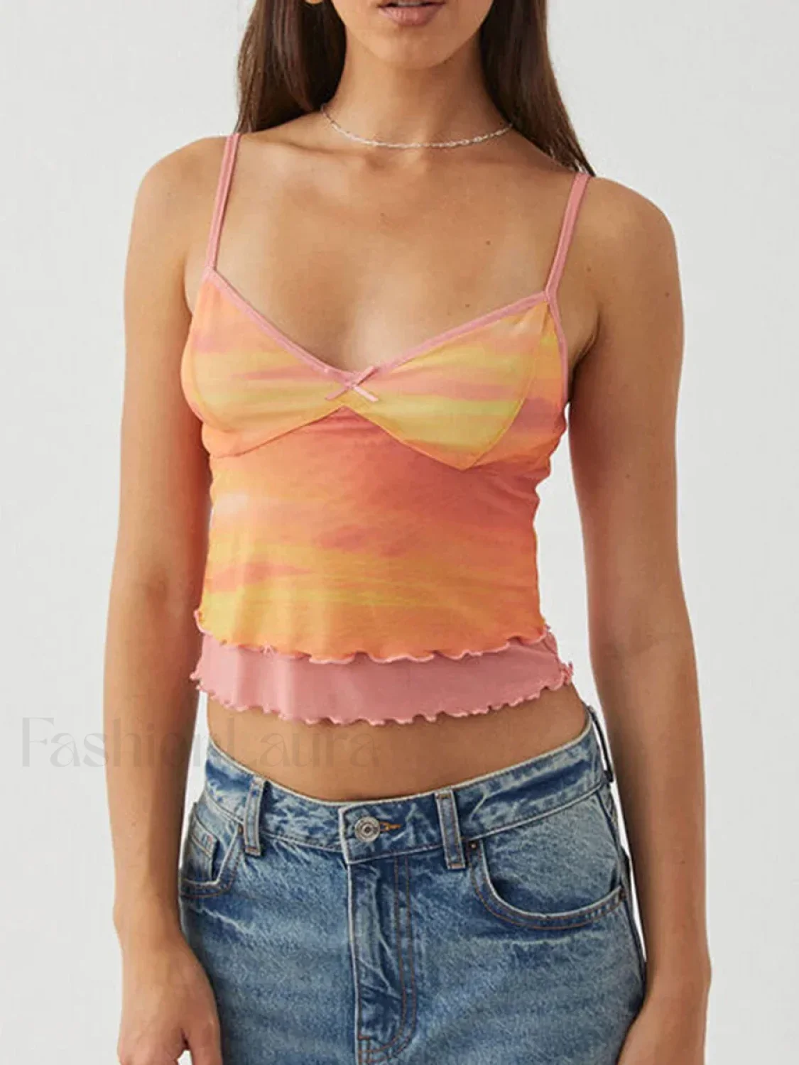 Lace Mesh V-Neck Crop Top - Image 14