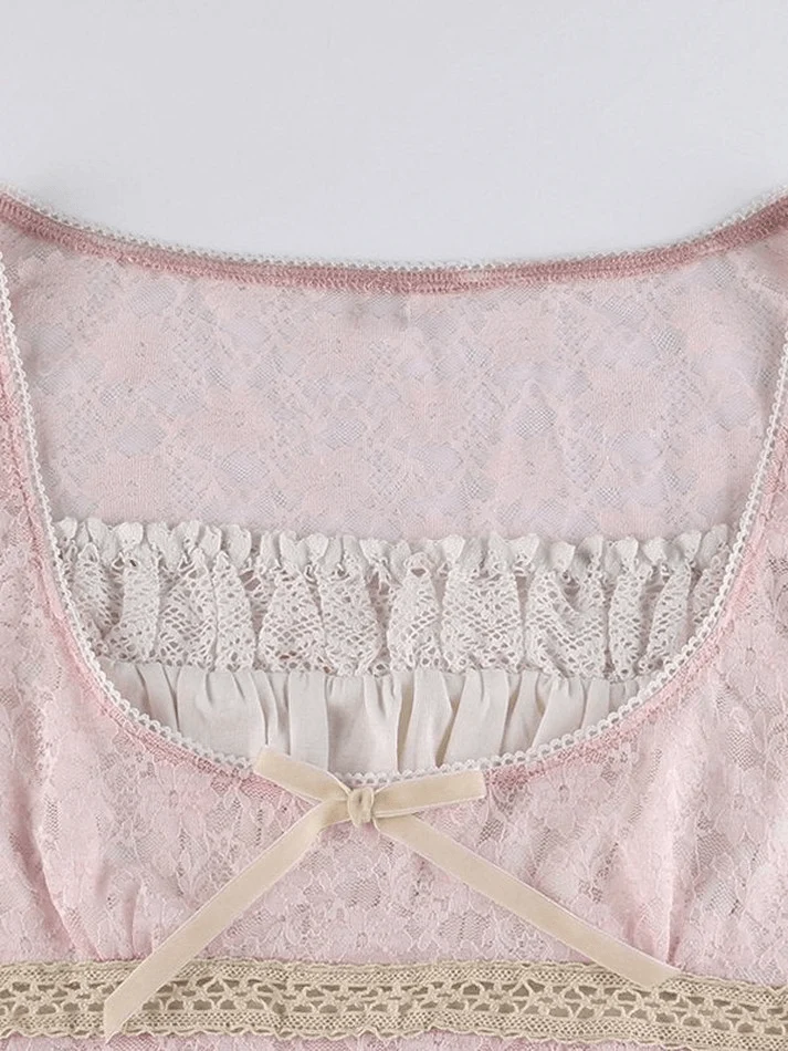 Lace Patchwork Crop Blouse - Image 8