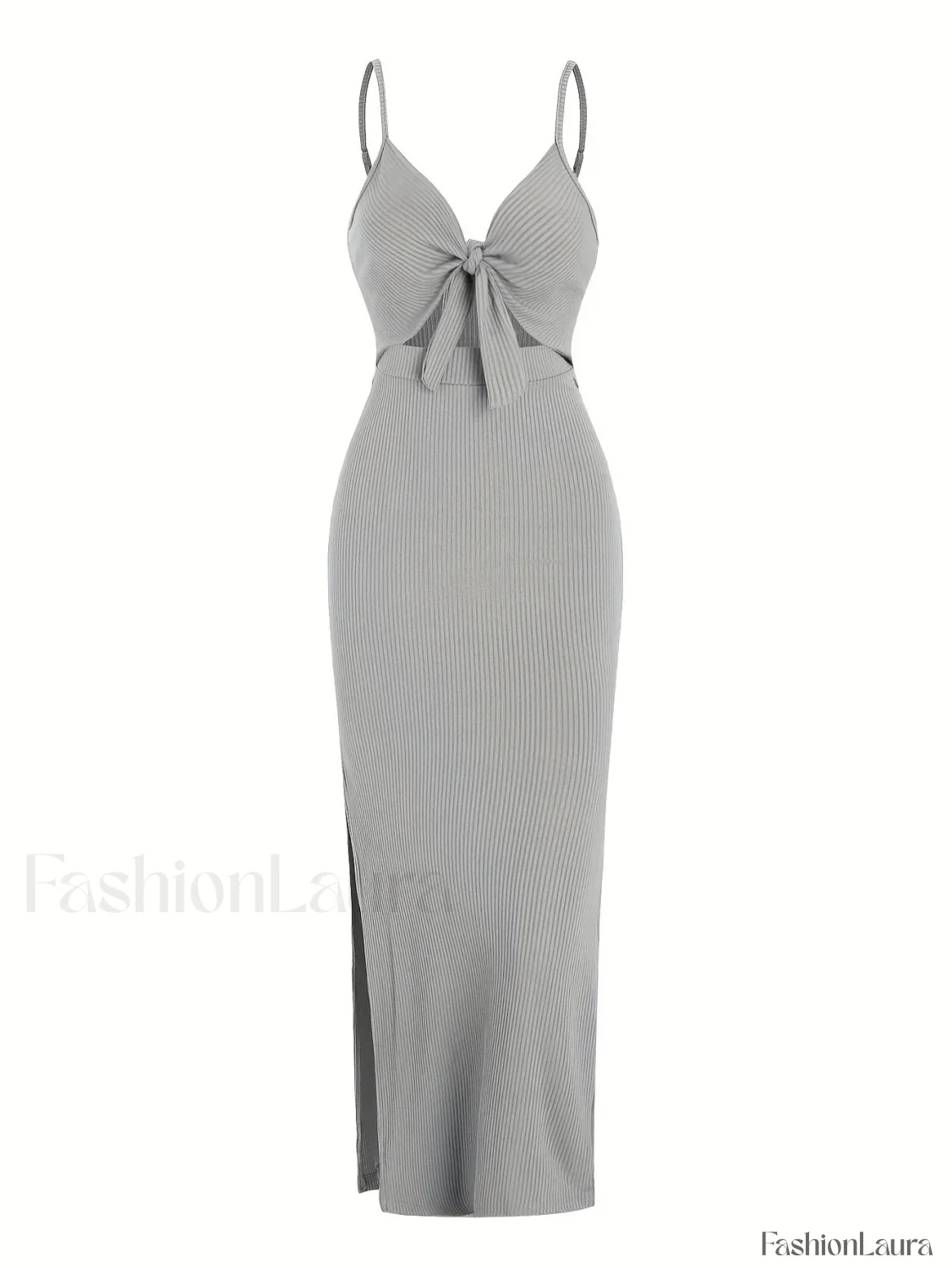 Lace-Up Bow V-Neck Midi Dress - Image 19