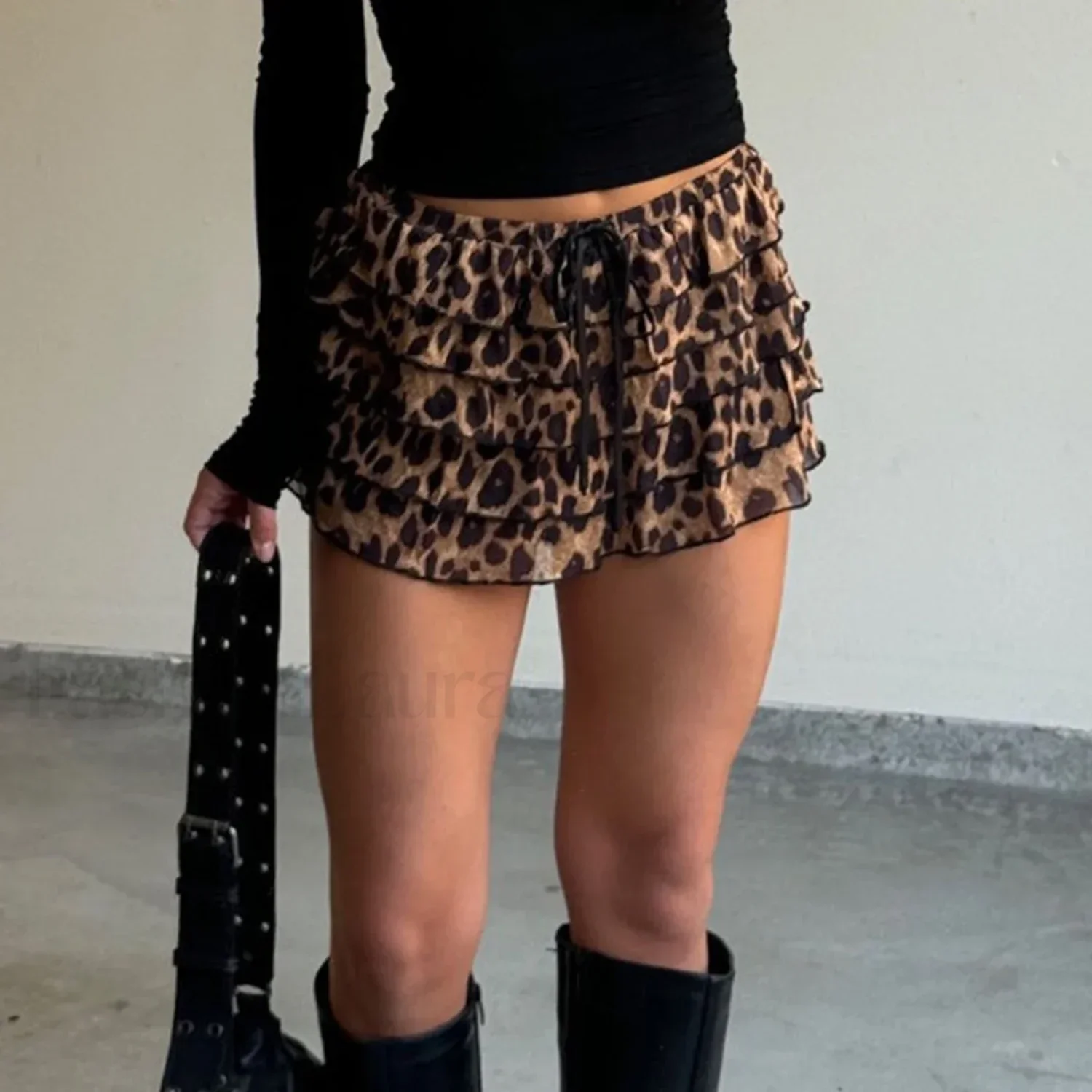 Leopard Layered A-Line Skirt - Image 4