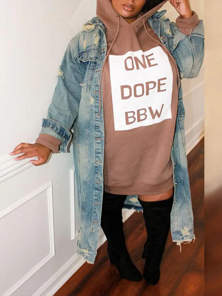 Letter Print Hoodie Mini Dress - Image 9