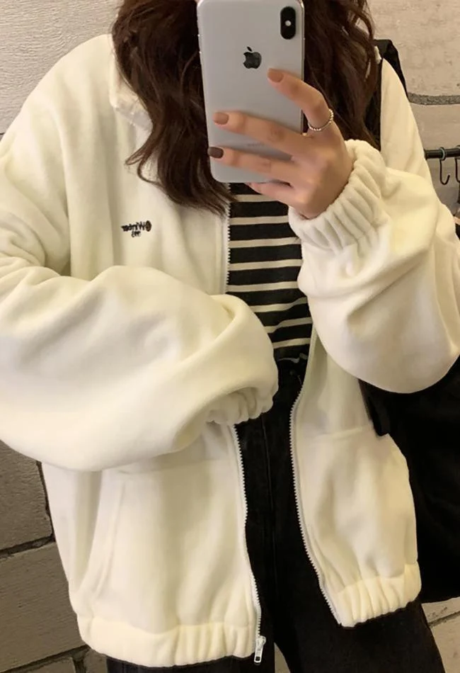 Letter Print Zip-up Jacket - Image 14
