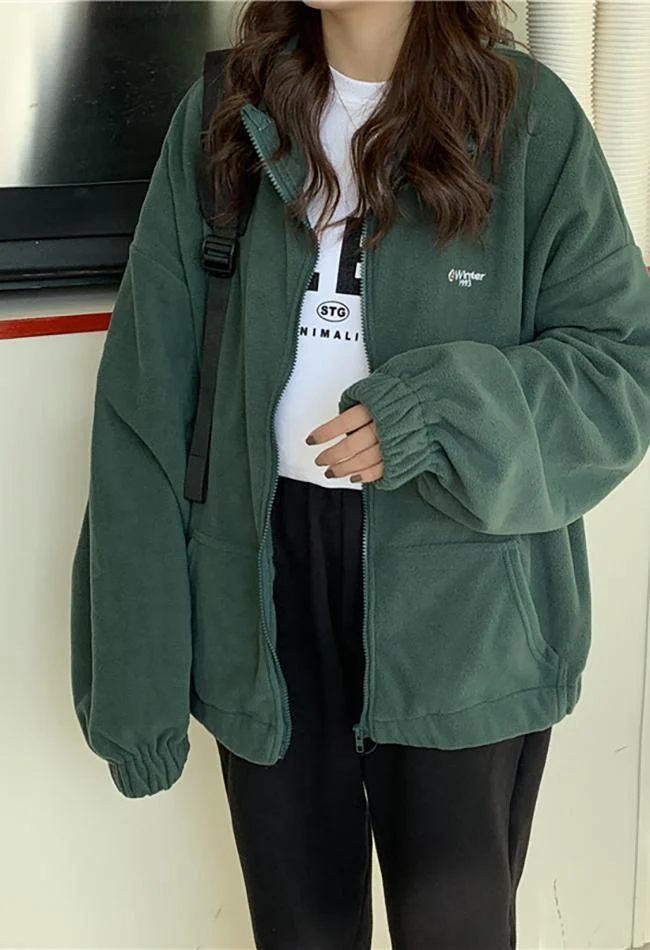 Letter Print Zip-up Jacket - Image 18