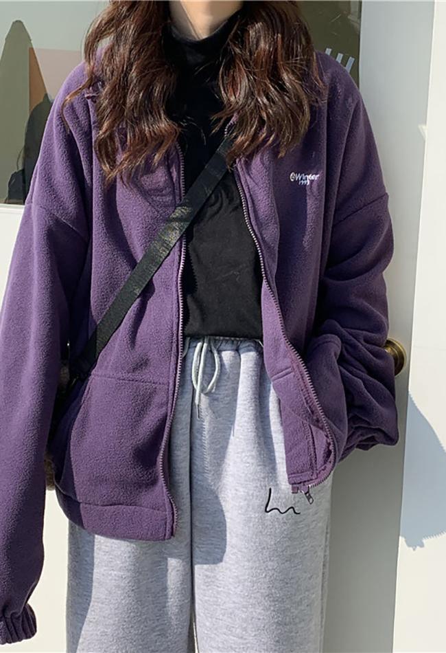 Letter Print Zip-up Jacket - Image 19