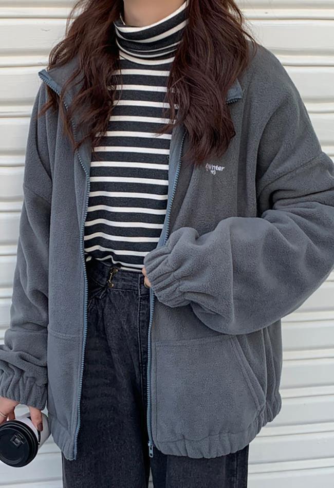 Letter Print Zip-up Jacket - Image 24