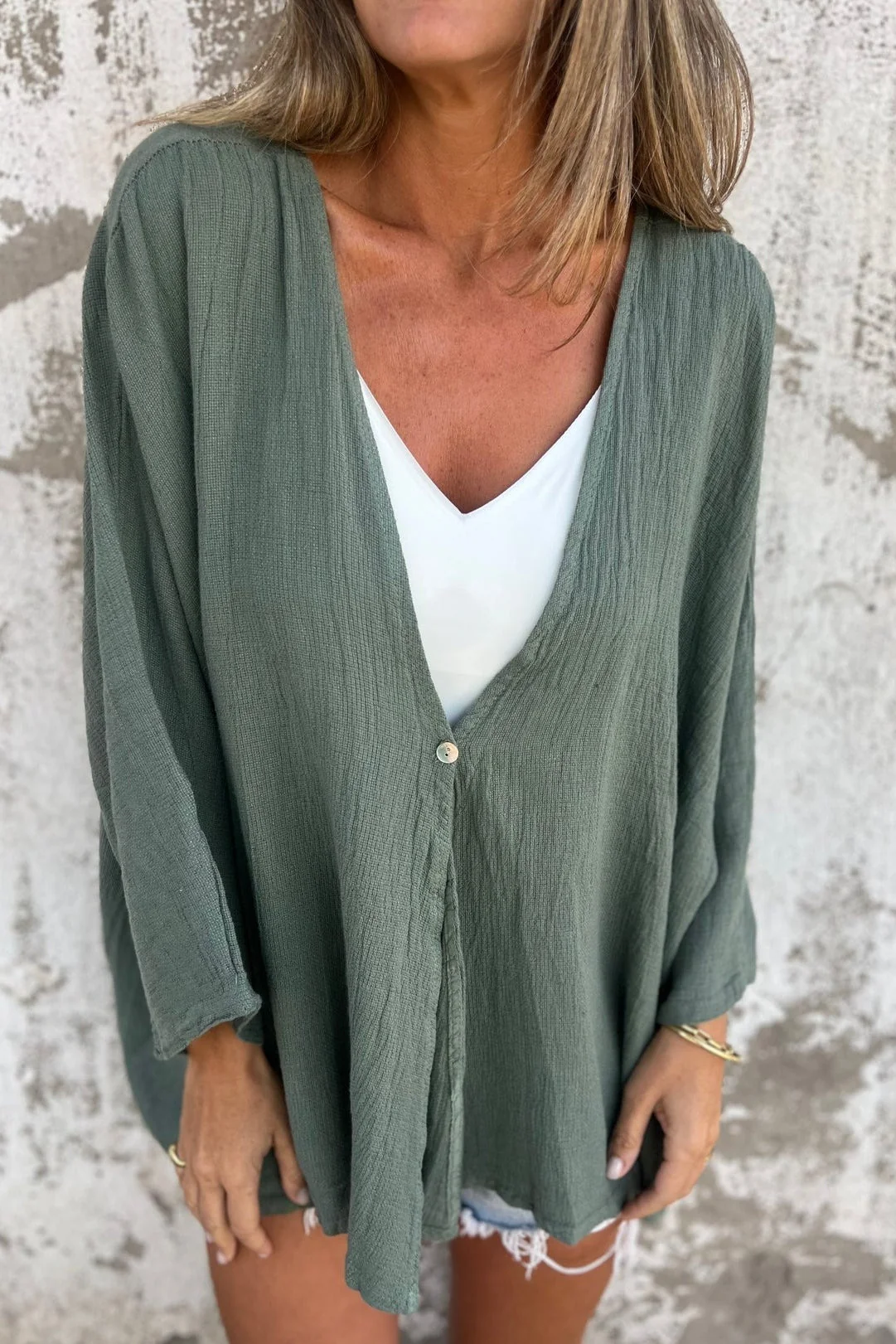 Loose Fit V Neck Long Sleeve Cardigan - Image 32