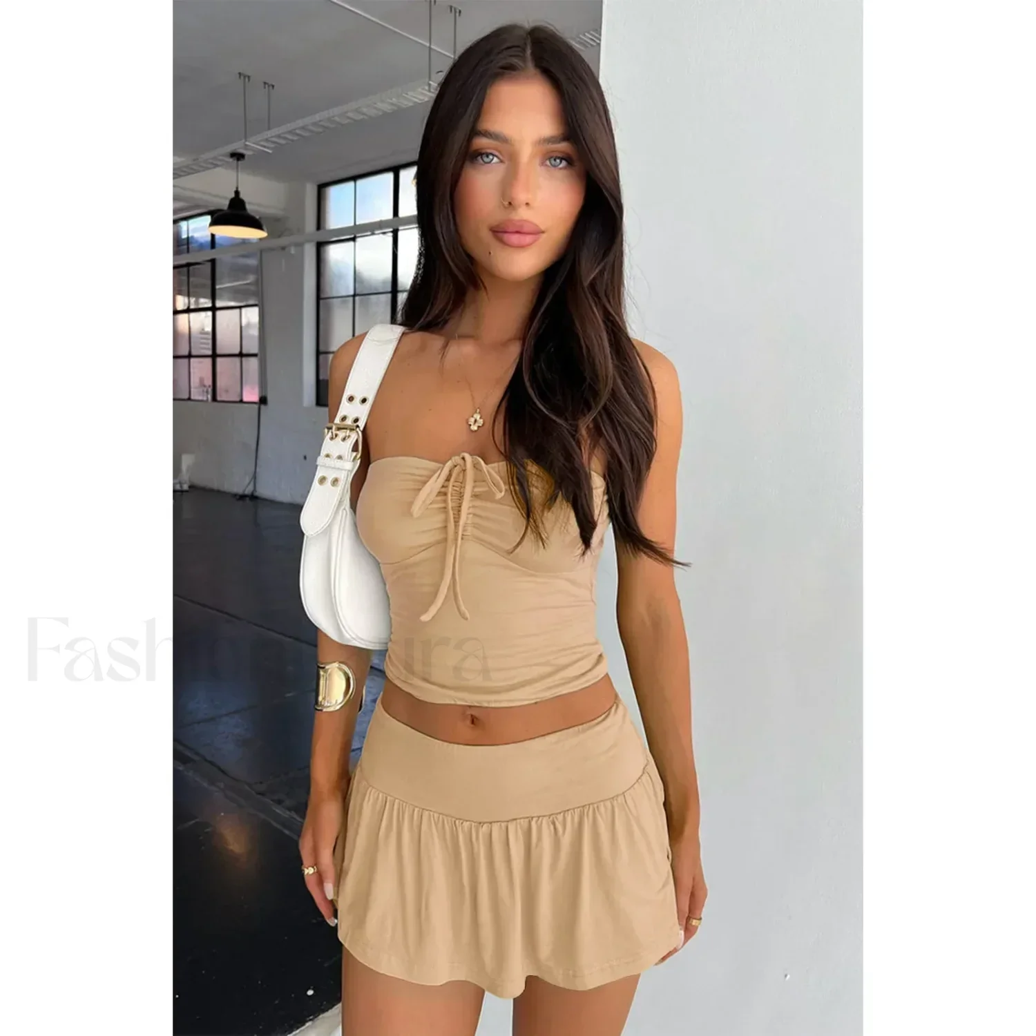 Luxury Pleated Mini Skirt Two Piece Set - Image 11
