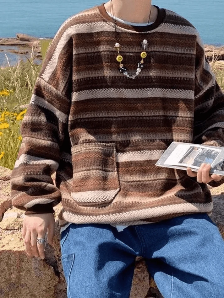 Men's Pocket Striped Knit Sweater - Image 5