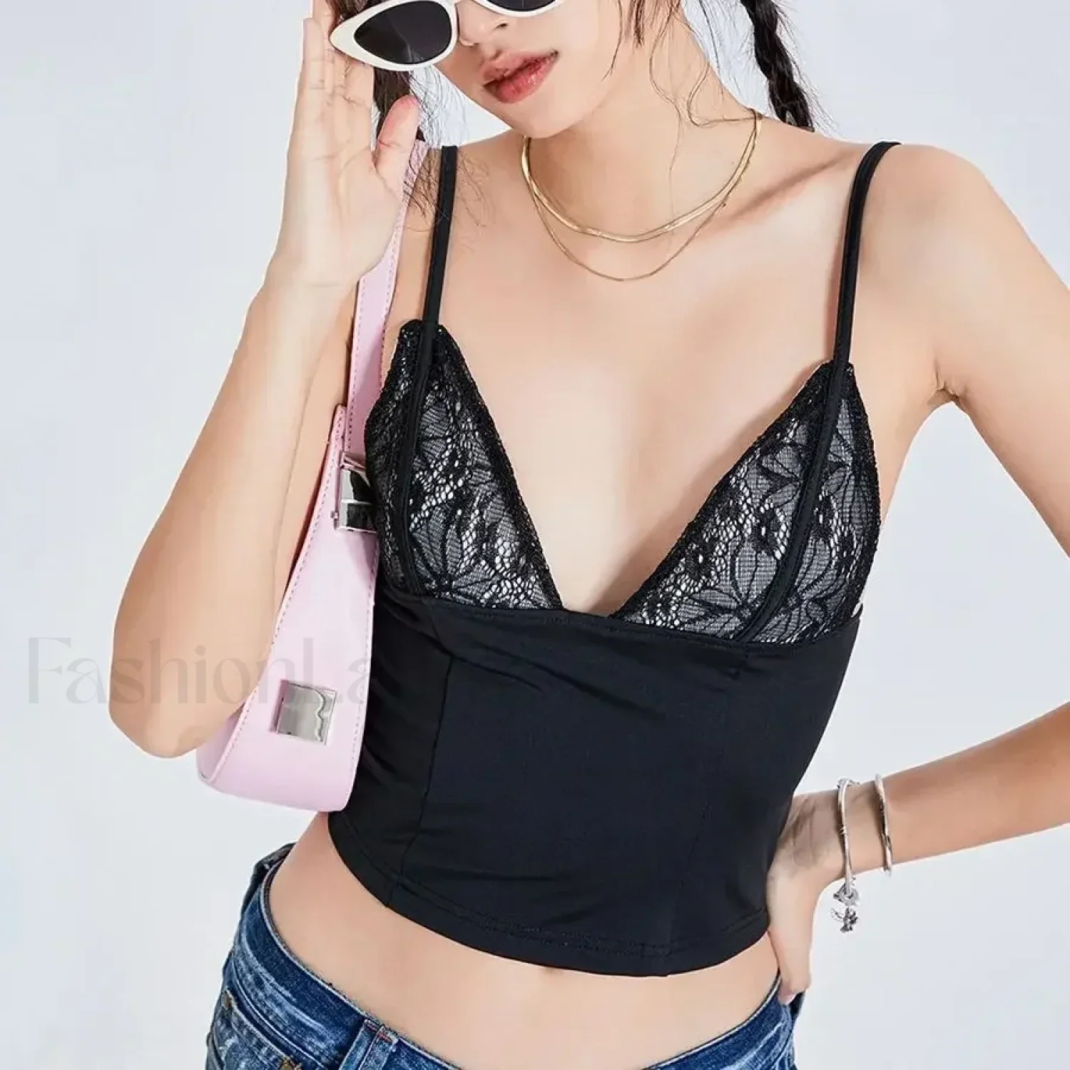 Mesh Spaghetti Backless Crop Top - Image 8