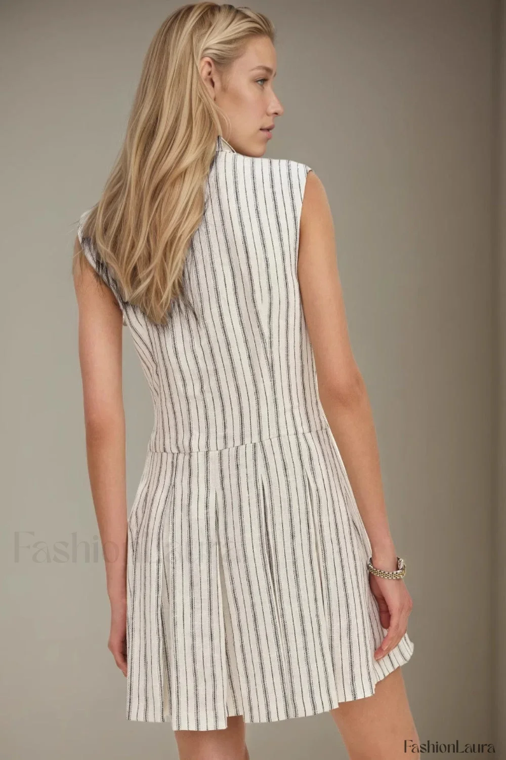 Minimalist Slimming Sleeveless Button-Front Work Dress - Image 6