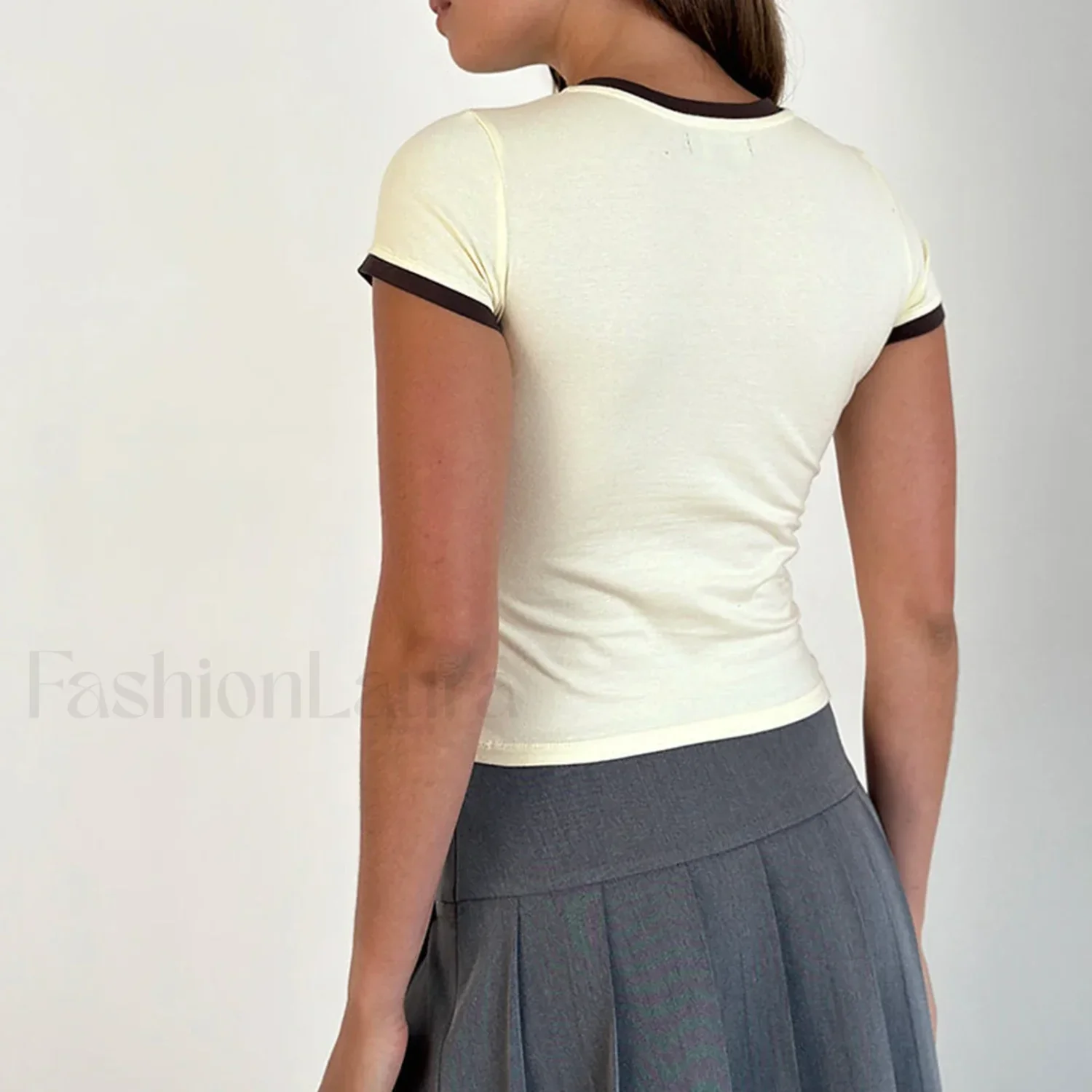 Number Print Slim Crop Top T-Shirt - Image 7