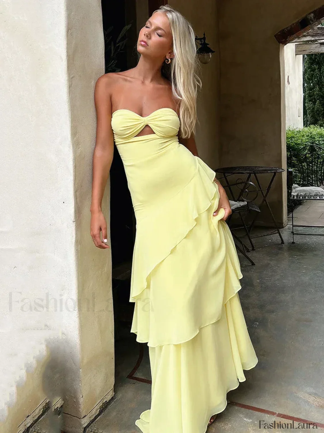 Off Shoulder Hollow Ruffle Maxi Dress - Image 18