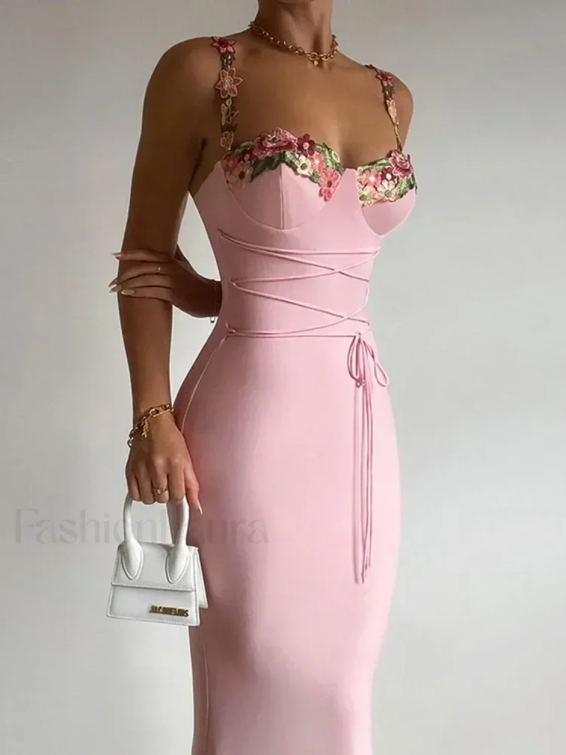 Patchwork Strapless Midi Dress - Image 10