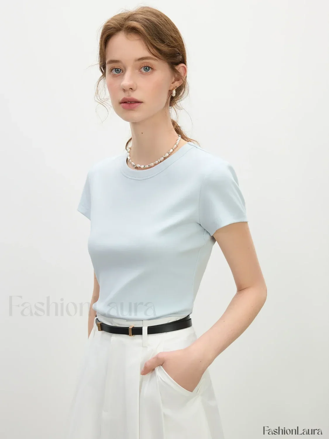 Pink Minimalist Slim Fit T-Shirt - Image 20