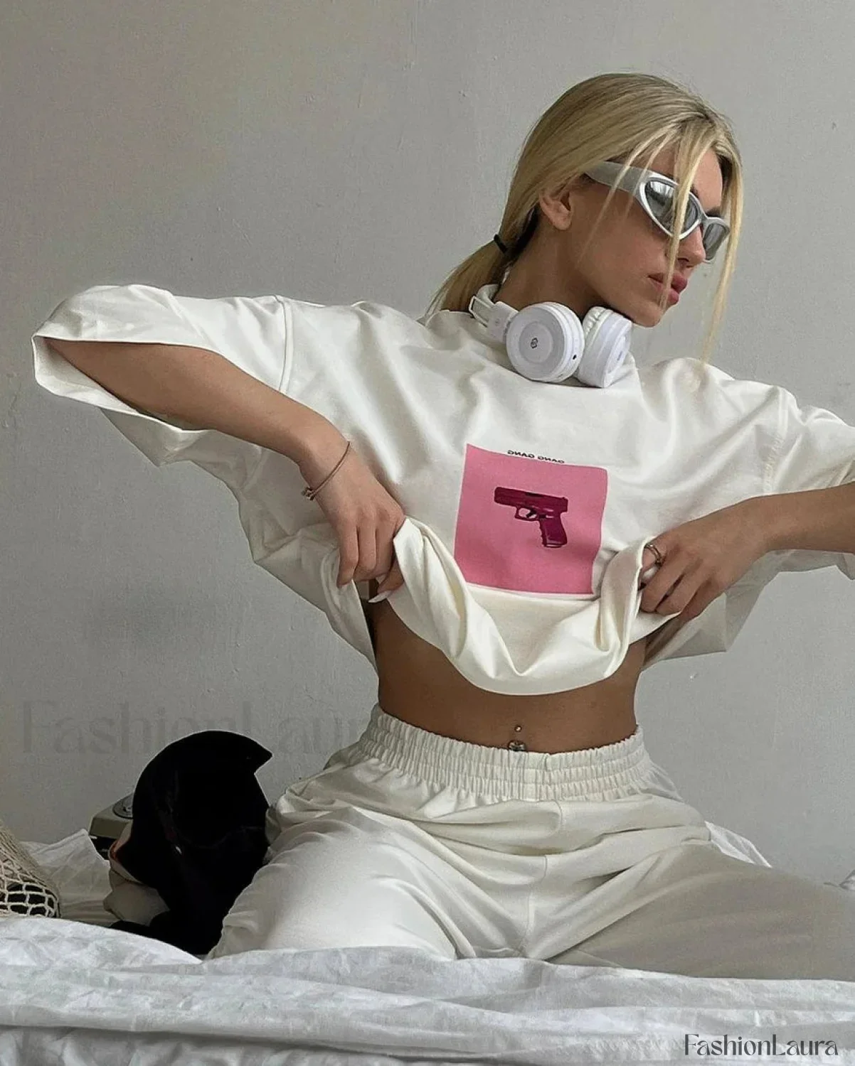 Pink Print Cotton T-Shirt - Image 6