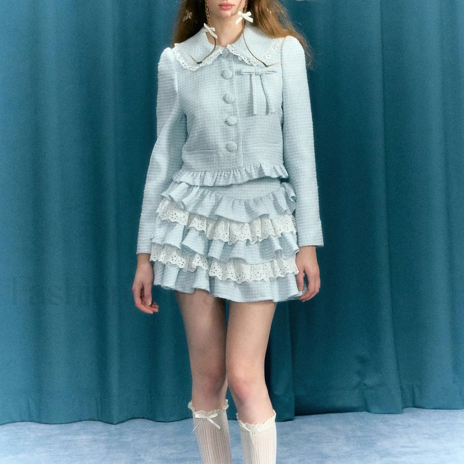 Plaid Lace Patchwork Skirt - Image 7