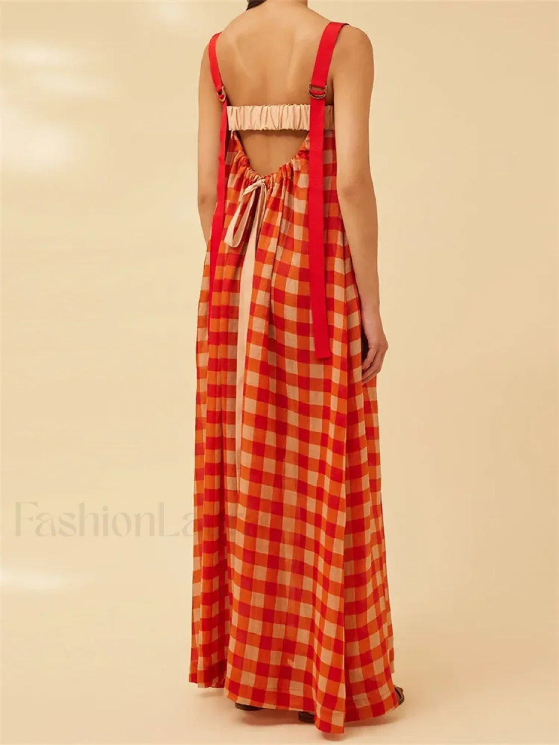 Plaid Patchwork Loose Maxi Dress - Image 2