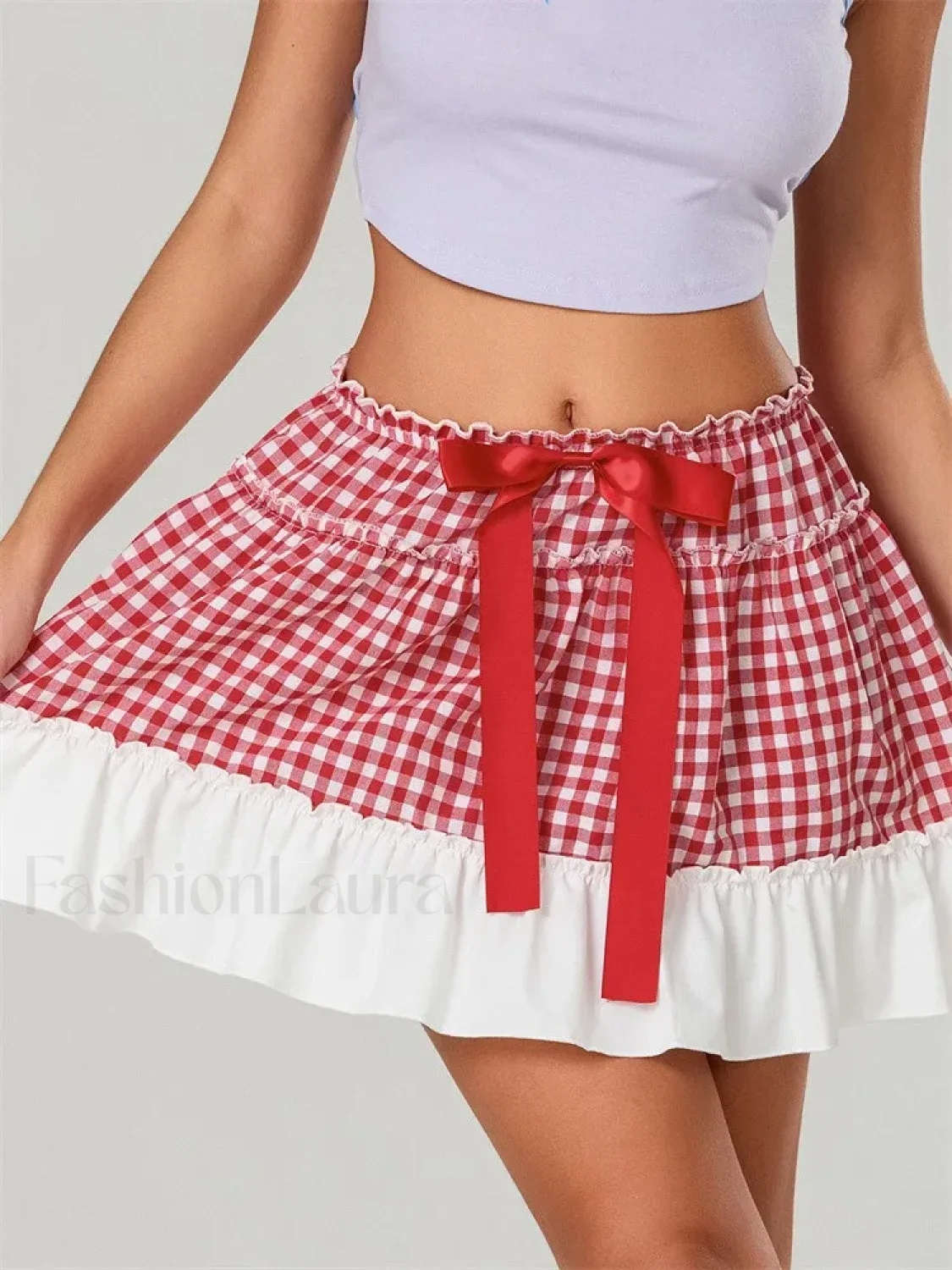 Plaid Ruffled Beach Mini Skirt - Image 5